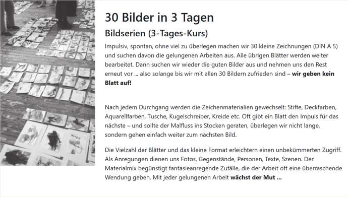 Workshop Georg Kleber: 30 Bilder in 3 Tagen